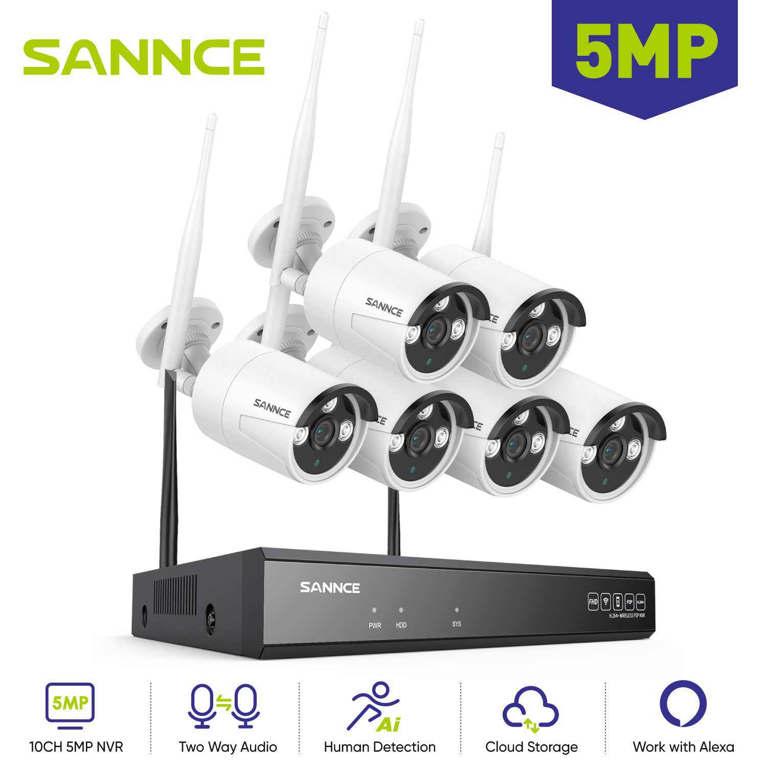Home Security Wifi Camera - SANNCE-cámara IP con Wifi para exteriores,