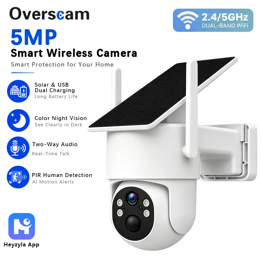 Home Security Wifi Camera - Cámara PTZ de 5MP con energía