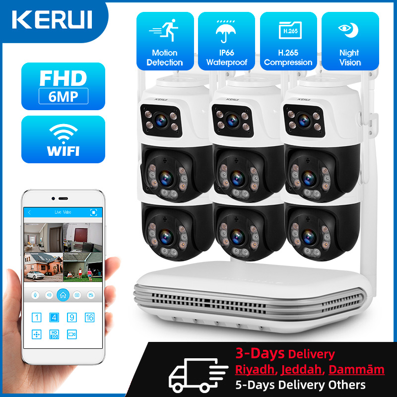 Home Security Wifi Camera - KERUI Impermeable 6MP HD Inalámbrico Doble