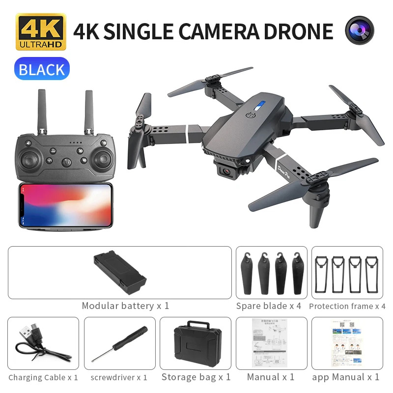 Home Security Cameras Outdoor - Dron plegable inteligente E88 Pro, compatible