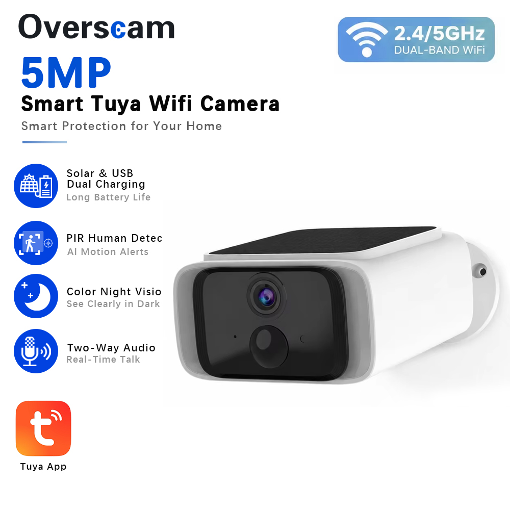Home Security Recorder - Cámara de seguridad Solar Tuya de
