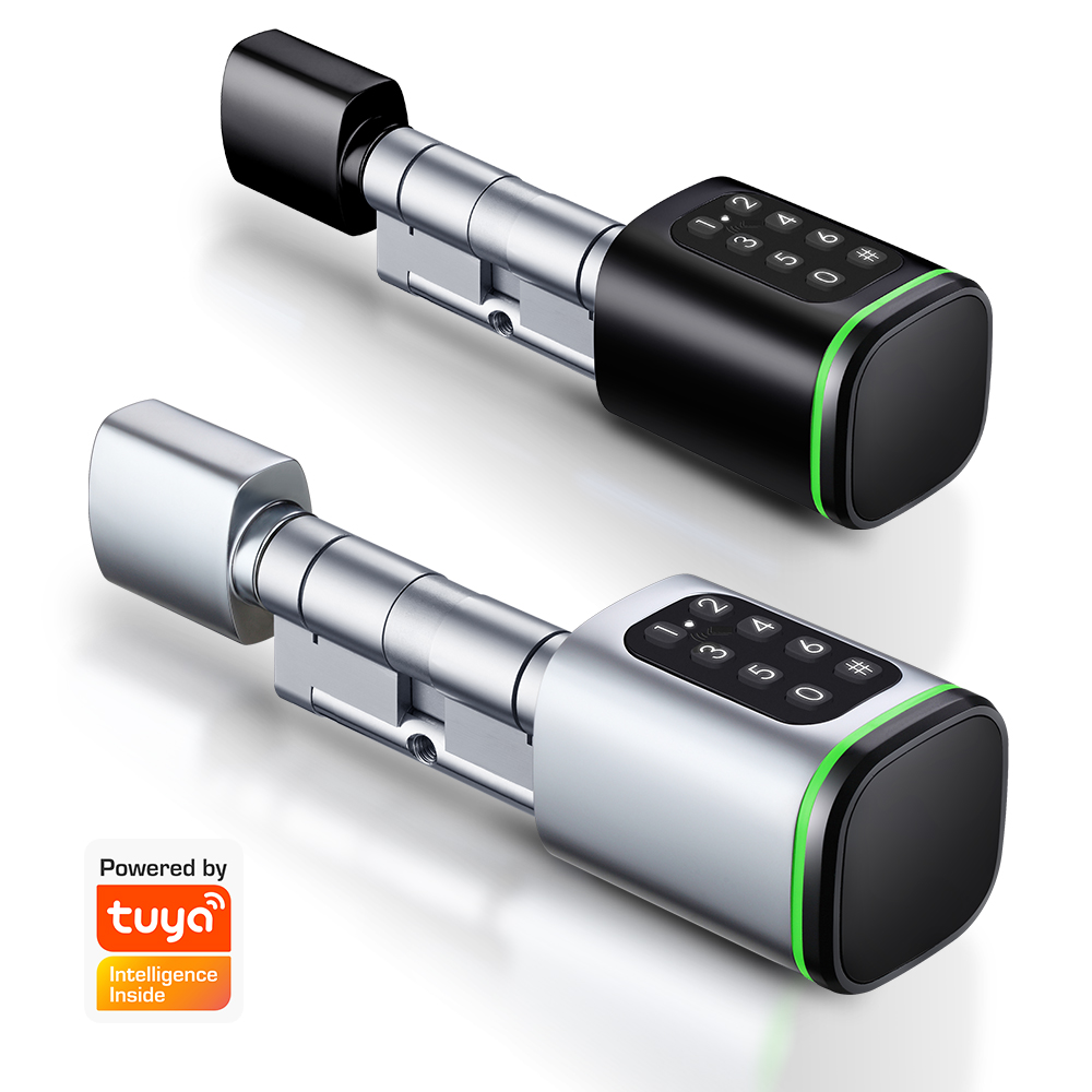 Home Security Keypad - Cerradura de cilindro inteligente Tuya, 60-90mm,
