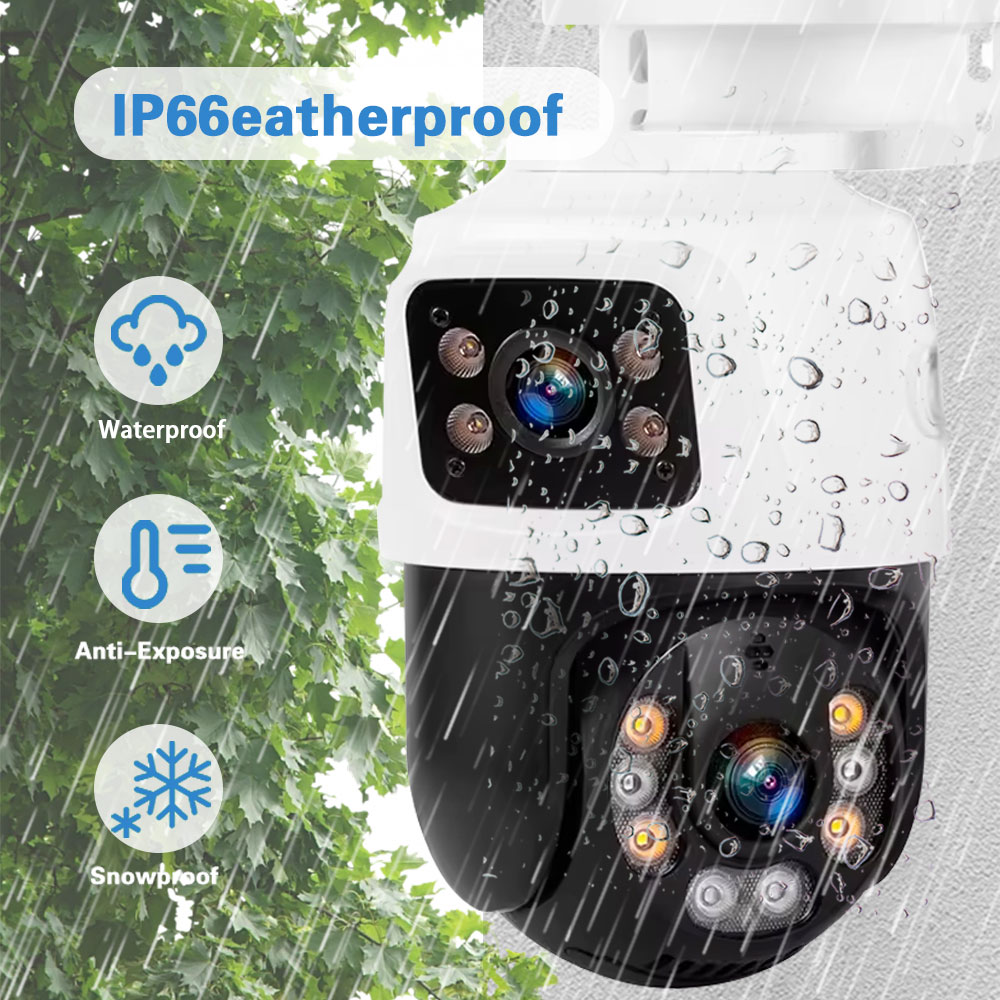 Cámara IP POE PTZ de doble len - Home Security Cameras Outdoor reseña y precio