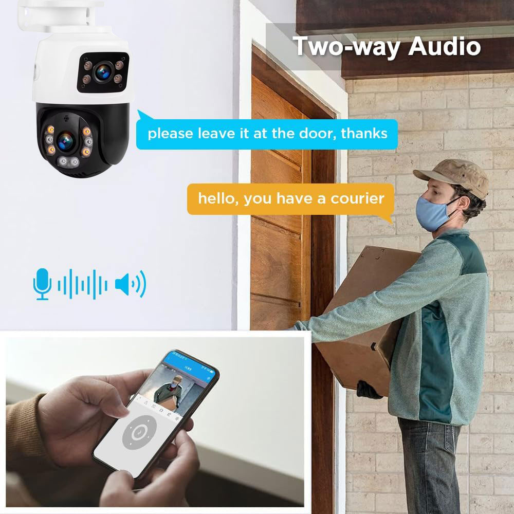 Cámara IP POE PTZ de doble len - Home Security Cameras Outdoor reseña y precio