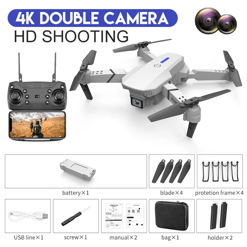 Dron plegable inteligente E88  - Home Security Cameras Outdoor reseña y precio